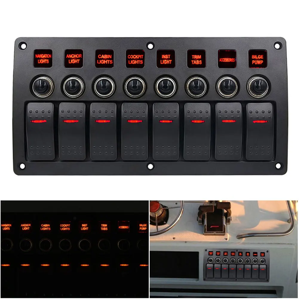 Waterproof Marine 12V 24V Car Auto Rocker 3Pin Switch Panel Universal Circuit Breaker LED Light Boat 8 Gang Yacht
Waterproof Marine 12V 24V Car Auto Rocker 3Pin Switch Panel Universal Circuit Breaker LED Light Boat 8 Gang Yacht