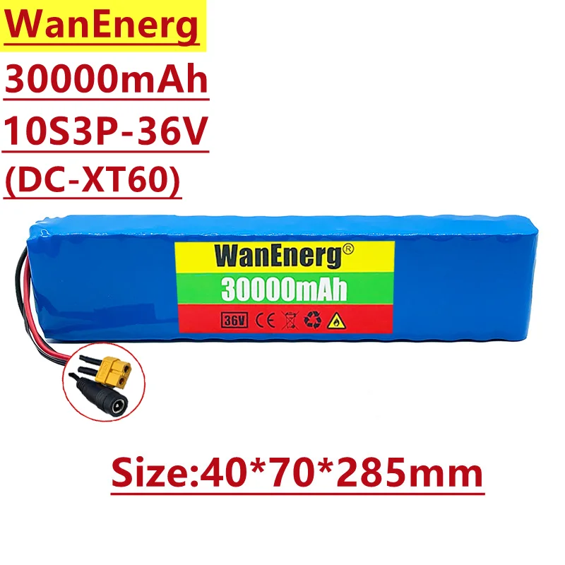 18650 lithium ion battery pack, 10s3p, 36V / 42V, 30ah, 600W, BMS 20a,suitable for xiaomijia m365 Pro bicycle,with optional plug
18650 lithium ion battery pack, 10s3p, 36V / 42V, 30ah, 600W, BMS 20a,suitable for xiaomijia m365 Pro bicycle,with optional plug