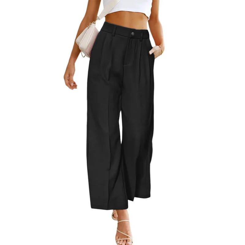 Women's Casual Wide Leg Pants Solid Color Casual Attendance Temperament Comfortable High Waisted Buttoned Pants with Pockets
Women's Casual Wide Leg Pants Solid Color Casual Attendance Temperament Comfortable High Waisted Buttoned Pants with Pockets