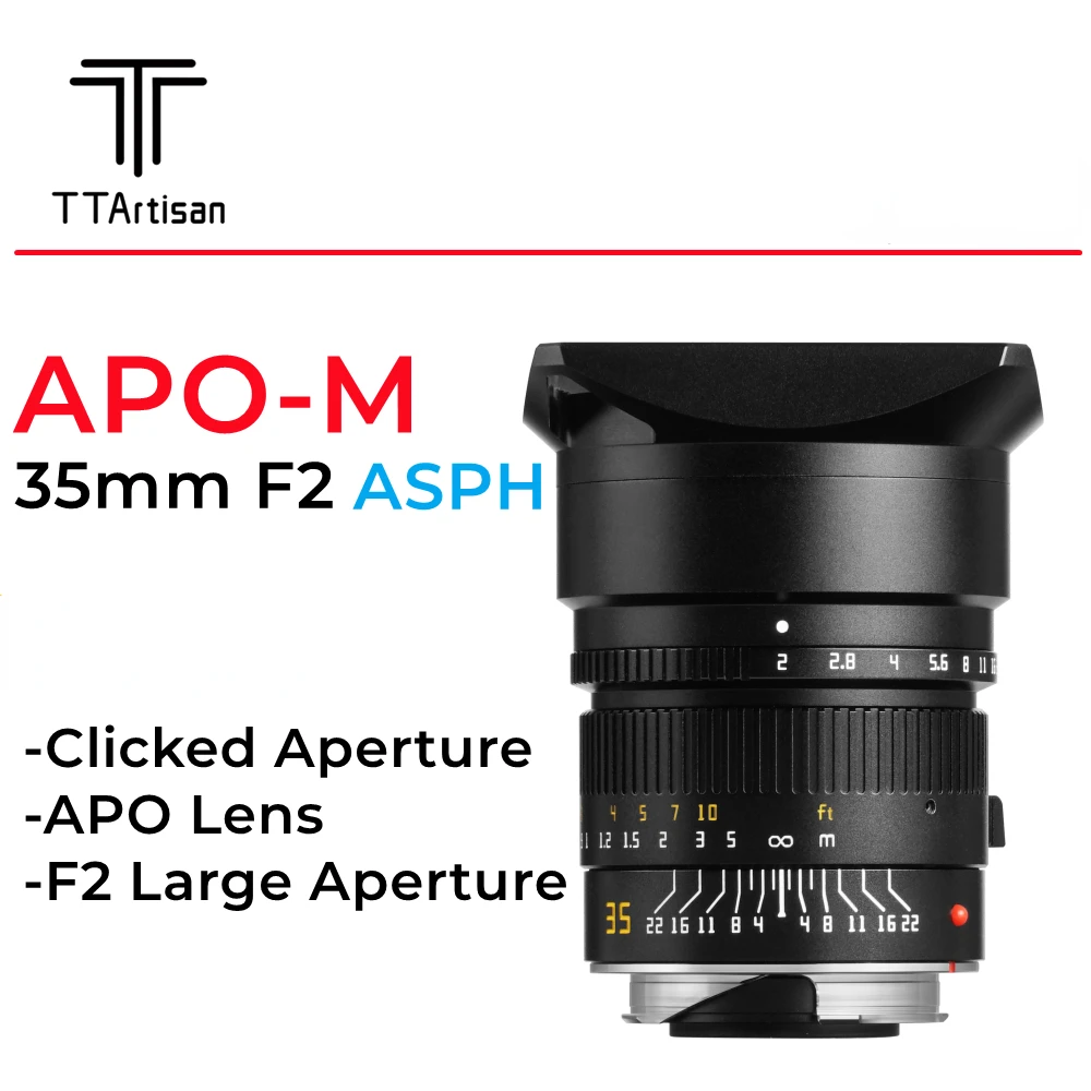 

TTArtisan APO-M 35 мм F2 ASPH Полнокадровый объектив с большой диафрагмой для камер Leica M-Mount Leica M M240 M3 M6 M7 M8 M9 M10