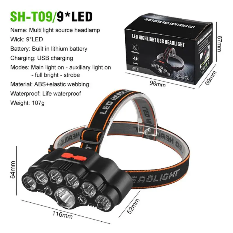 Usb Rechargeable Built-in Battery 6/8Led Strong Headlight Super Bright Head-Mounted Flashlight Three Gear Adjustable Night Fish 
Usb Rechargeable Built-in Battery 6/8Led Strong Headlight Super Bright Head-Mounted Flashlight Three Gear Adjustable Night Fish