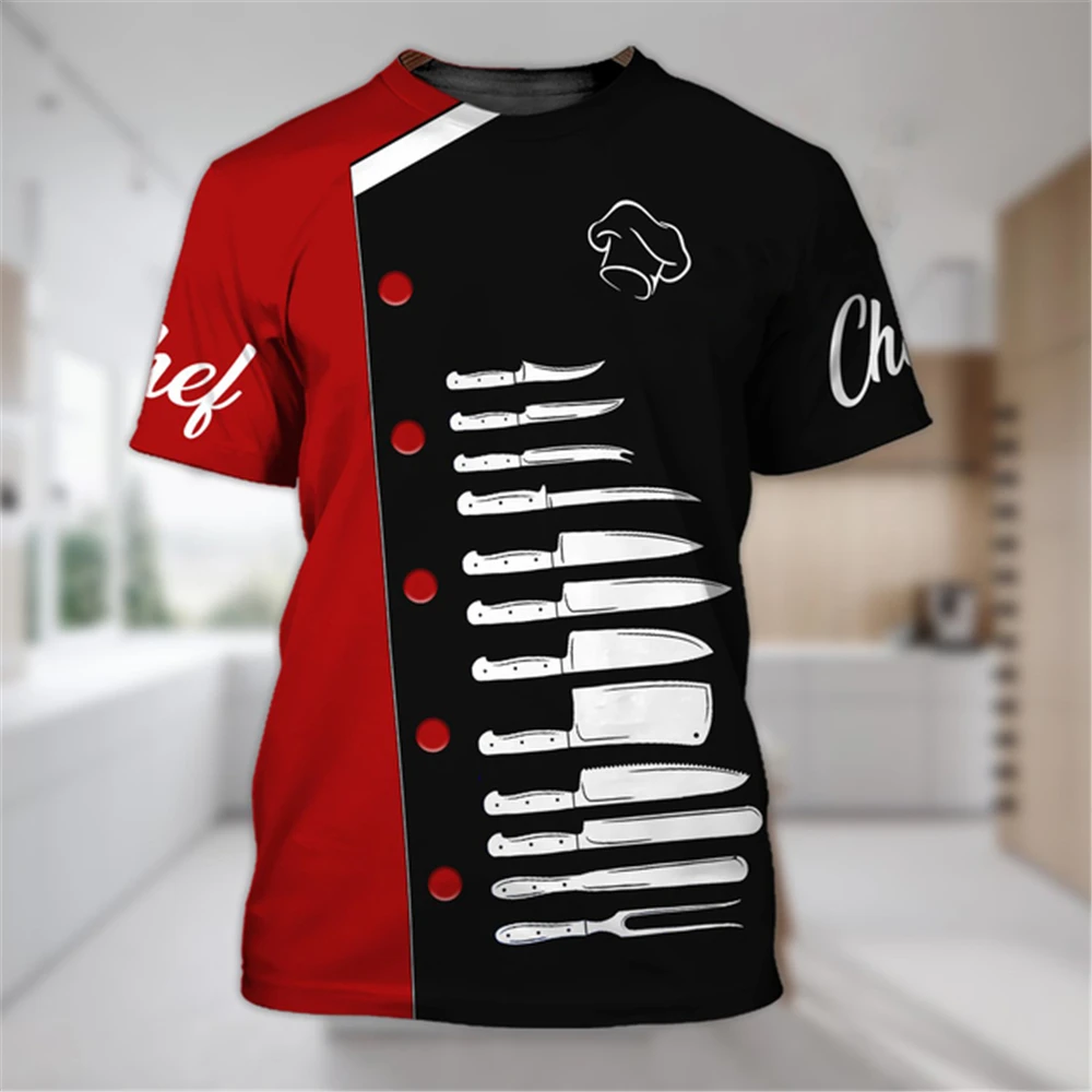 Men's Short-sleeved T-shirt, 3d Printed Chef Uniform, Kitchen Utensils, Summer, Breathable, Quick-drying, Round Neck
Men's Short-sleeved T-shirt, 3d Printed Chef Uniform, Kitchen Utensils, Summer, Breathable, Quick-drying, Round Neck