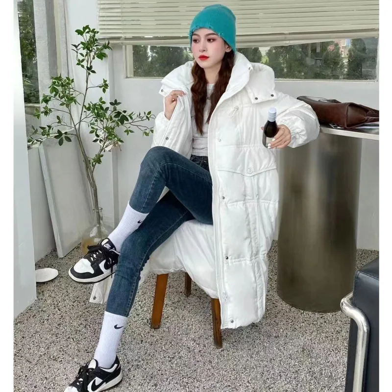 Winter White Duck Down Jacket Women 2022 Korean Sweet Candy Color Long Loose Thickened Bread Hooded Drawstring Warm Down Coat 
Winter White Duck Down Jacket Women 2022 Korean Sweet Candy Color Long Loose Thickened Bread Hooded Drawstring Warm Down Coat