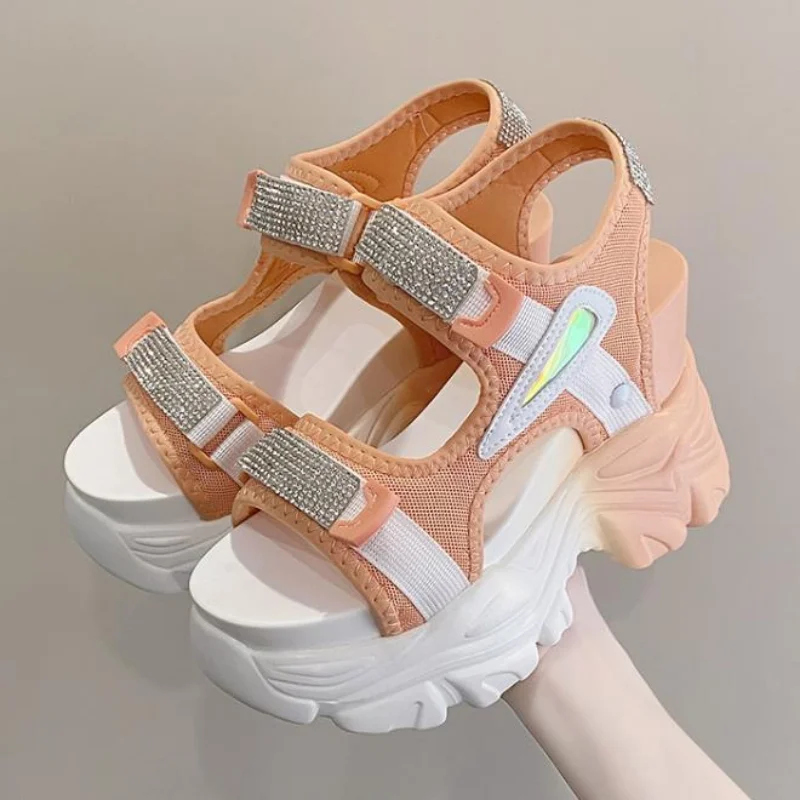 Women Bling Chunky Sandals Summer Designers Open Toe Hook Loop Shoes 10CM High Heels Mesh Sandals Casual Woman Wedges Sneakers
Women Bling Chunky Sandals Summer Designers Open Toe Hook Loop Shoes 10CM High Heels Mesh Sandals Casual Woman Wedges Sneakers