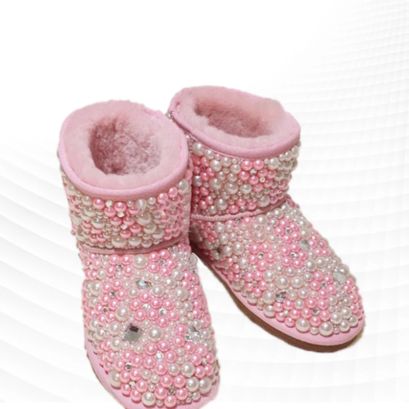 Customized all-pearl snow boots rhinestone pink mid-tube fur all-in-one women's warm cotton shoes 35-44
Customized all-pearl snow boots rhinestone pink mid-tube fur all-in-one women's warm cotton shoes 35-44