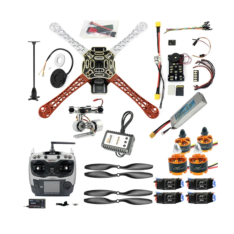

DIY RC FPV Drone Kit 4-axis Quadcopter with F450 Frame PIXHAWK PXI PX4 Flight Control 920KV Motor GPS AT9S Transmitter Receiver