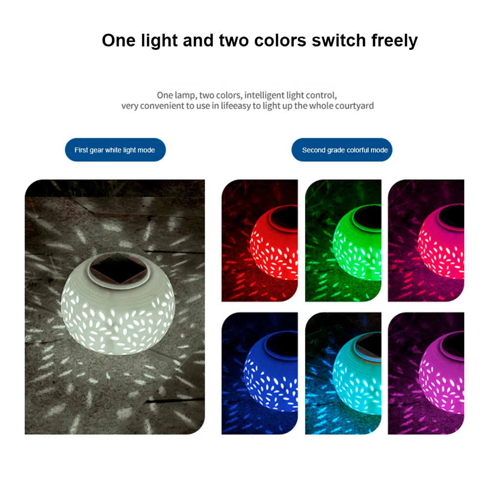 Intelligent Light Control Outdoor Solar Lamp Led Light Colorful Hollow Out Ceramic Lamp Garden Walkway Terrace Lamp Table Lamp
Intelligent Light Control Outdoor Solar Lamp Led Light Colorful Hollow Out Ceramic Lamp Garden Walkway Terrace Lamp Table Lamp