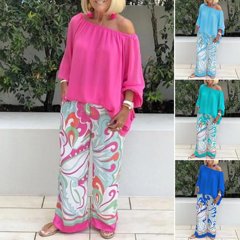 Women Loose Outfit Set Solid Color Top Loose Mid Waist Wide Leg Women Blouse Pants Set 2 Pcs/Set
Women Loose Outfit Set Solid Color Top Loose Mid Waist Wide Leg Women Blouse Pants Set 2 Pcs/Set