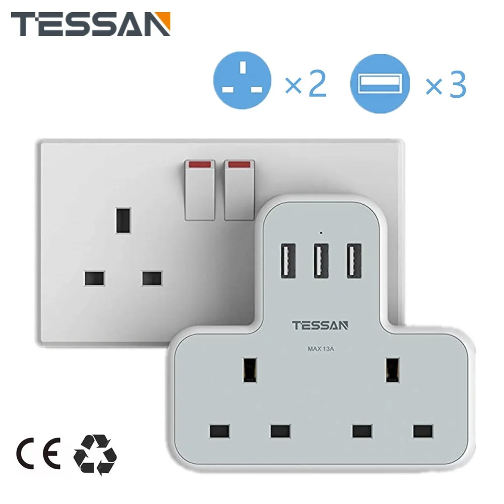 USB Socket UK Power Strip Compact Gray Multi Sockets Wall Charger Extension Plug Adapter with 2 AC Outlets 3 USB Ports 13A Fuse
USB Socket UK Power Strip Compact Gray Multi Sockets Wall Charger Extension Plug Adapter with 2 AC Outlets 3 USB Ports 13A Fuse