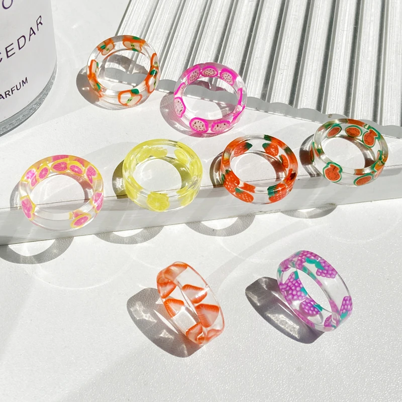 Resin Ring Candy Color Fruit Transparent Rings Cute Sweet Knuckle Fingers Jewelry for Women Girl Summer Cartoon Ring Accessories
Resin Ring Candy Color Fruit Transparent Rings Cute Sweet Knuckle Fingers Jewelry for Women Girl Summer Cartoon Ring Accessories
