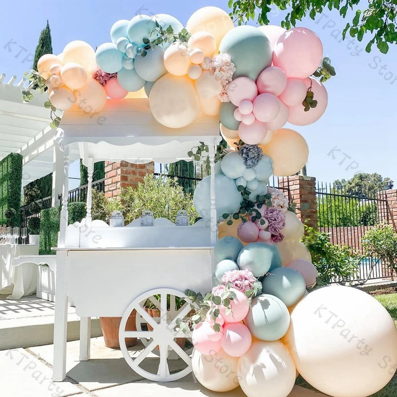 

Розовые пастельные воздушные шары, свадебное украшение для невесты, двойная синяя гирлянда макарон, праздничные украшения на 30-й день рождения