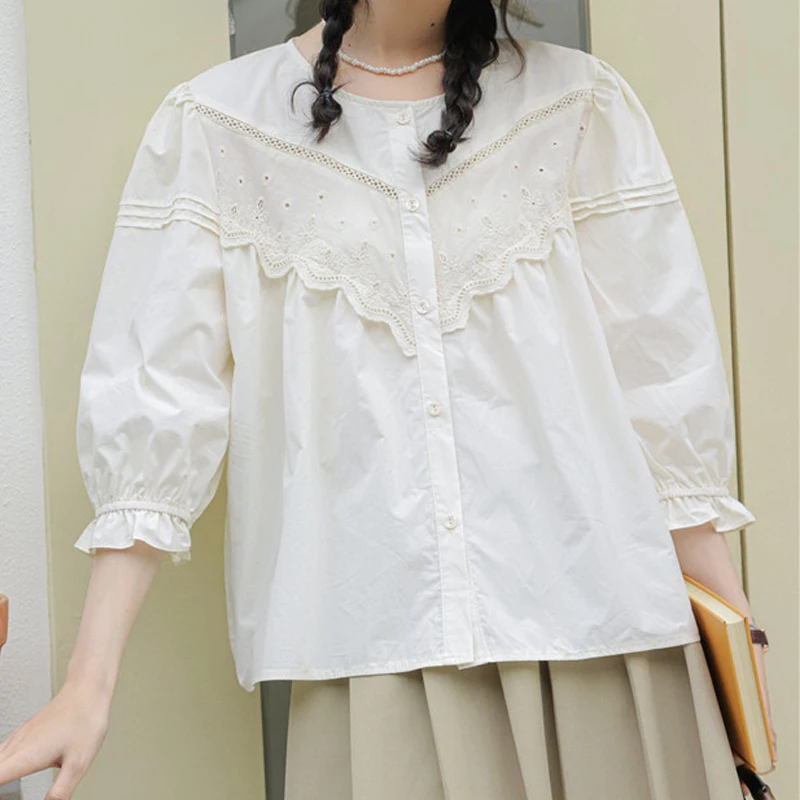Spring Women's Long Sleeved Round Neck Ruffle Sleeve Solid Lace Patch Versatile Shirt Womens Tops Blouse Women Camisas C974
Spring Women's Long Sleeved Round Neck Ruffle Sleeve Solid Lace Patch Versatile Shirt Womens Tops Blouse Women Camisas C974