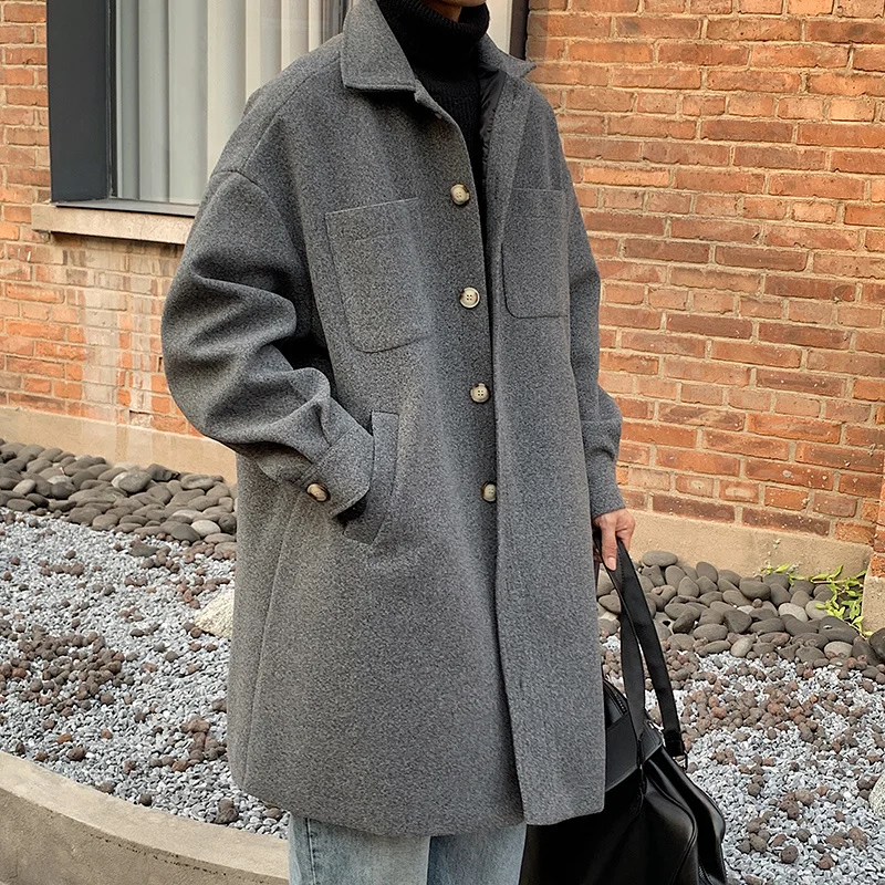 2022 зимние мужские кашемировые парки с воротником с лацканами Длинные свободные шерстяные пальто 3 цветов Красивый Тренч теплые зимние куртки одежда 
2022 зимние мужские кашемировые парки с воротником с лацканами Длинные свободные шерстяные пальто 3 цветов Красивый Тренч теплые зимние куртки одежда