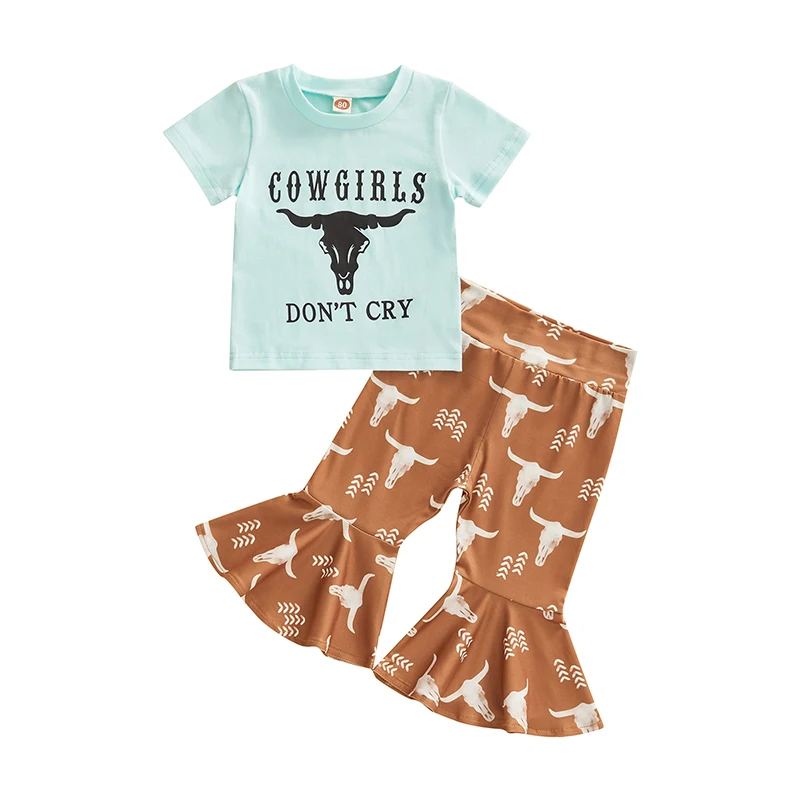 1-5Y Baby Kid Girls Pants Set Short Sleeve T-shirt Tops with Cow Head Print Flare Pants Casual Outfit
1-5Y Baby Kid Girls Pants Set Short Sleeve T-shirt Tops with Cow Head Print Flare Pants Casual Outfit