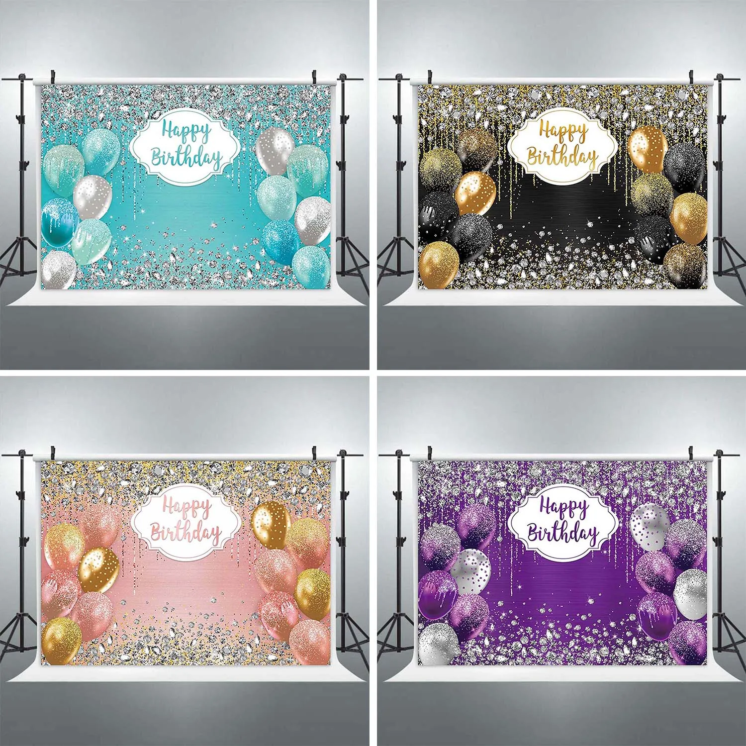 Birthday Party Backdrop Turquoise Blue Silver Purple Black Gold Shiny Diamond Balloon for Women Girl 16th 21st Banner Background
Birthday Party Backdrop Turquoise Blue Silver Purple Black Gold Shiny Diamond Balloon for Women Girl 16th 21st Banner Background
