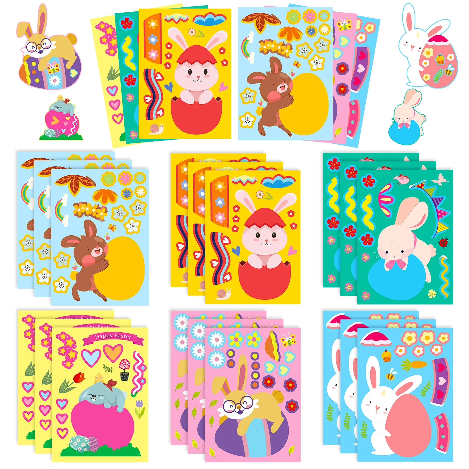 6/12/18Pcs/Pack Cartoon Easter Rabbit Puzzle Sticker Rabbit Egg Face Changing Puzzle Sticker for Kids
6/12/18Pcs/Pack Cartoon Easter Rabbit Puzzle Sticker Rabbit Egg Face Changing Puzzle Sticker for Kids