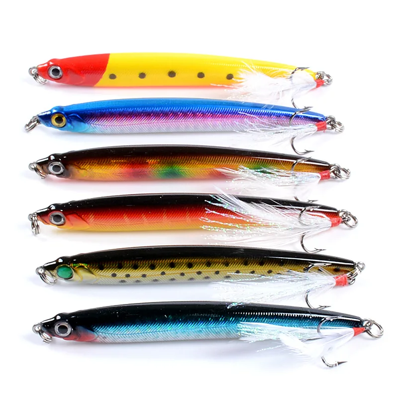 5pcs Luya bait submerged pencil crystal feather hook ultra-long throw bionic bait fake bait hard bait 10cm/14.4g
5pcs Luya bait submerged pencil crystal feather hook ultra-long throw bionic bait fake bait hard bait 10cm/14.4g