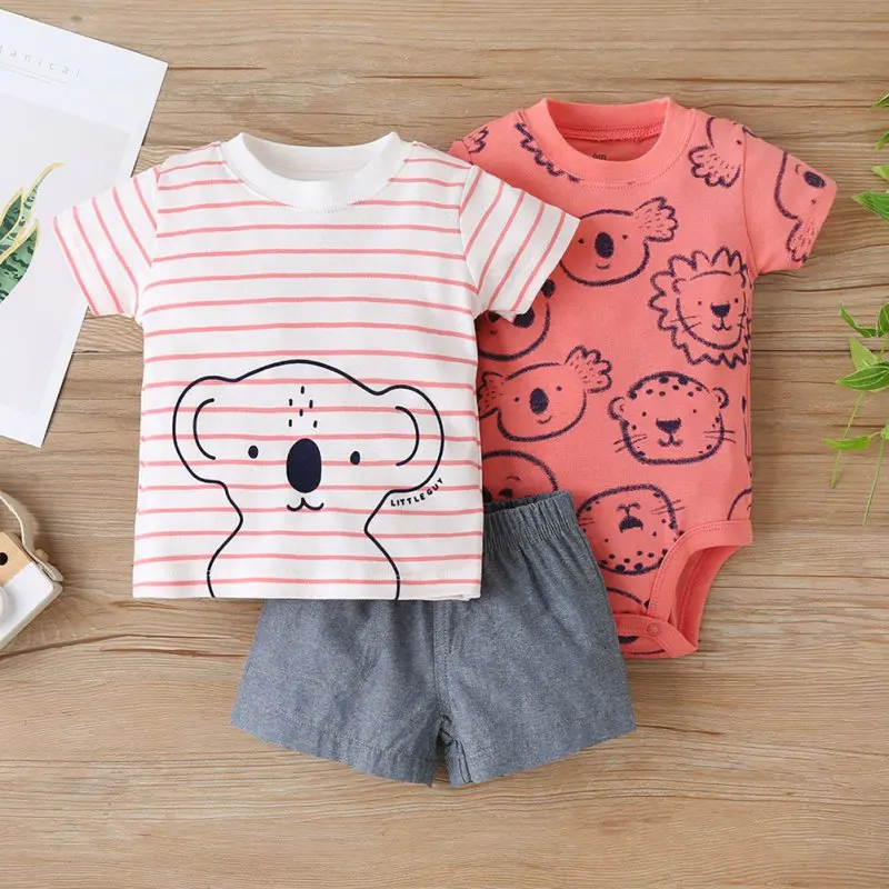 Summer Baby Girl Boy Casual Outfits Set Cartoon Pattern Animal Dinosaur Short Sleeve T shirt And Rompers Tops Shorts Pants
Summer Baby Girl Boy Casual Outfits Set Cartoon Pattern Animal Dinosaur Short Sleeve T shirt And Rompers Tops Shorts Pants