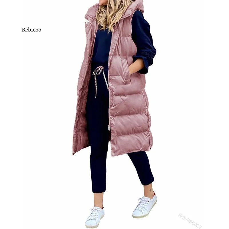 Women's Down & Parkas Winter Coat Women Long Hooded Sleeveless Jacket Loose Casual Fashion Single-breasted Warm Vest Woman
Women's Down & Parkas Winter Coat Women Long Hooded Sleeveless Jacket Loose Casual Fashion Single-breasted Warm Vest Woman