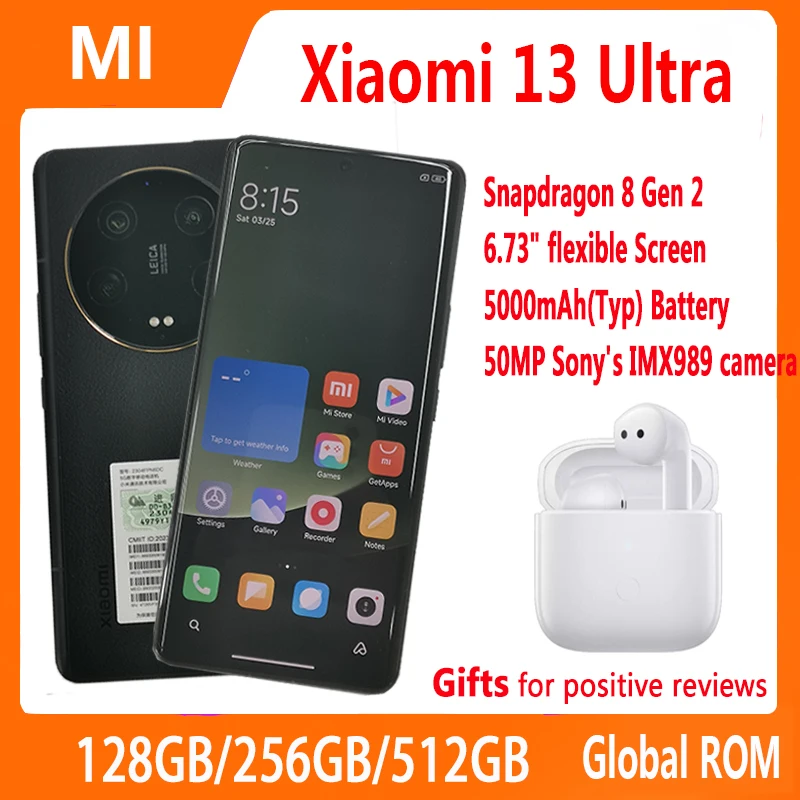 

Global ROM Xiaomi Mi 13 Ultra 5G Smartphone Snapdragon 8 Gen 2 256GB/512GB/1TB 50MP 90W 120Hz 5000mAh 2K 6.73"Screen Chinese Rom