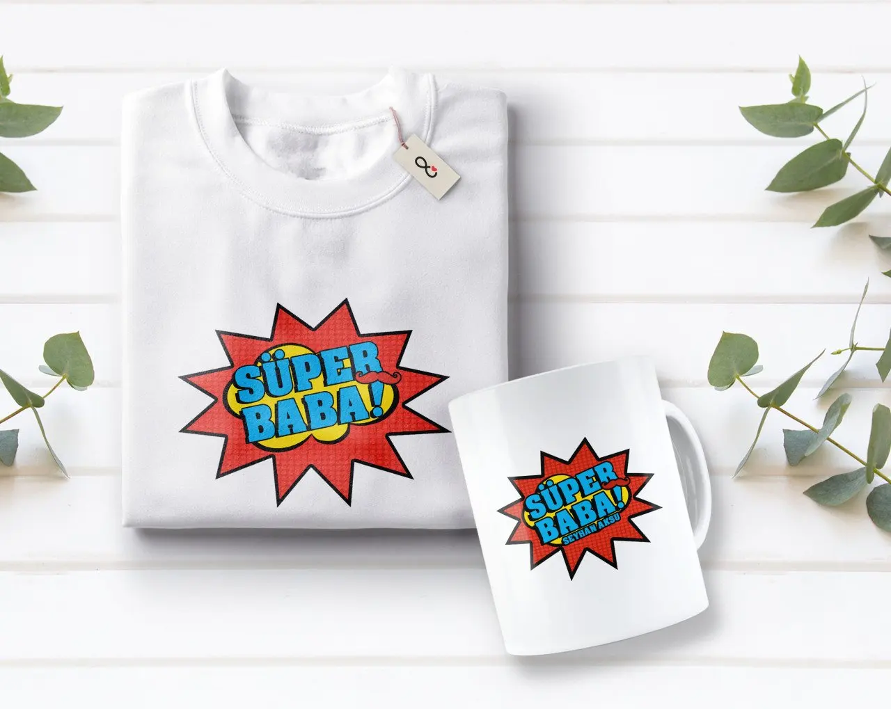 Персонализированные супер папа дизайн белая футболка и кружка Seti-2
Персонализированные супер папа дизайн белая футболка и кружка Seti-2
