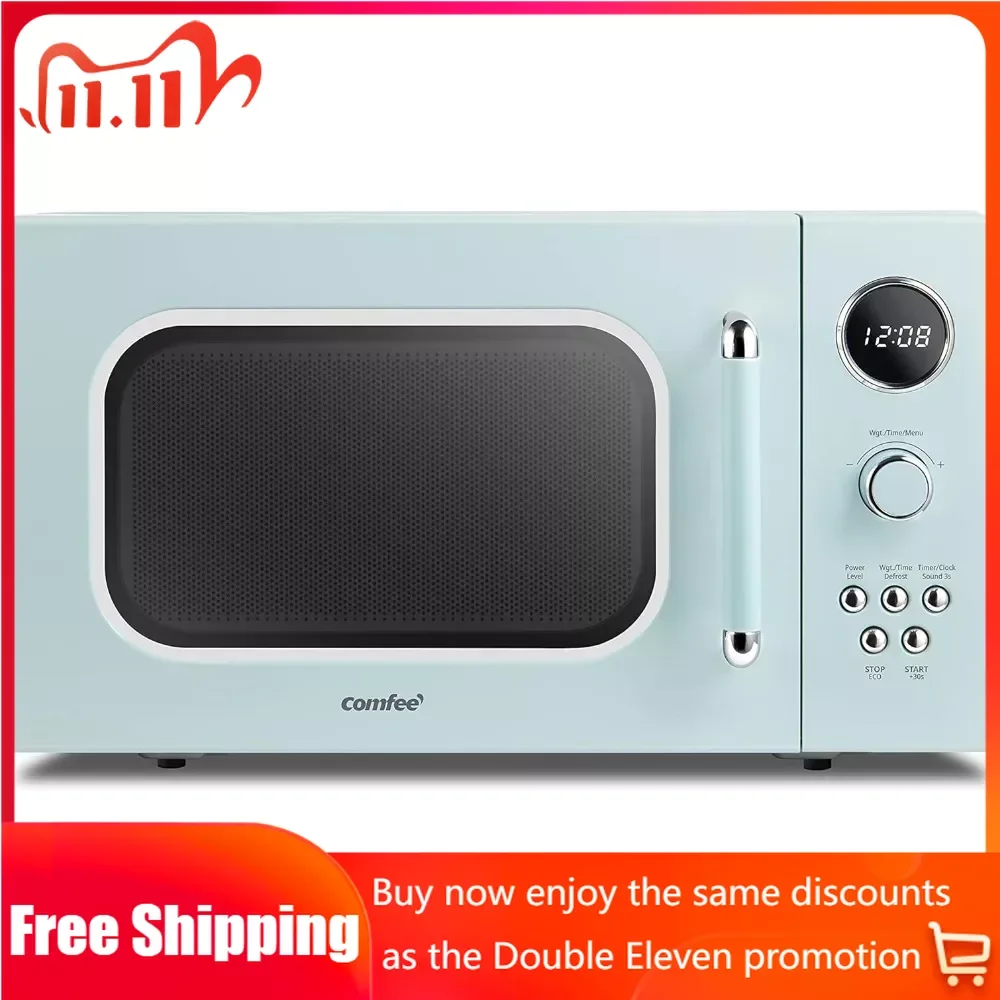 Retro Microwave with Multi-stage Cooking, 9 Preset Menus, Mute Function, ECO Mode, LED digital display, 0.9 cu.ft, 900W, Green
Retro Microwave with Multi-stage Cooking, 9 Preset Menus, Mute Function, ECO Mode, LED digital display, 0.9 cu.ft, 900W, Green