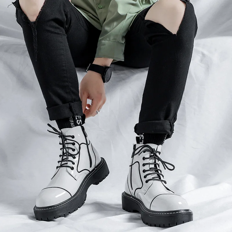 brand designer men fashion party nightclub dress platform boots black white shoes patent leather boot cowboy ankle botas hombre
brand designer men fashion party nightclub dress platform boots black white shoes patent leather boot cowboy ankle botas hombre