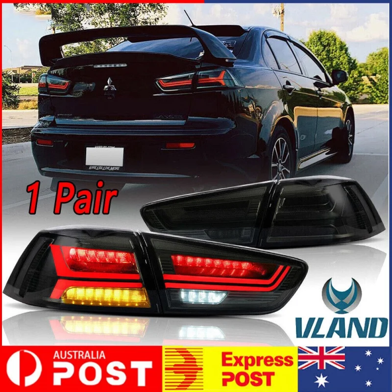 

SMOKED Full LED Tail Lights For 2008-2018 For Mitsubishi Lancer EVO X w/Sequential
