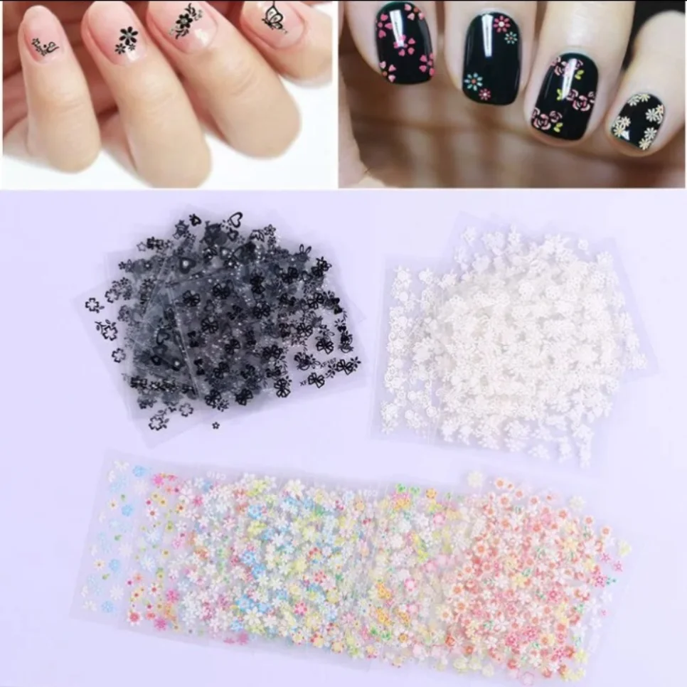 30Sheets/Pack 3D Flower Nail Stickers 30 Different Black White Coloured Nail Stickers Girls DIY Nail Decoration Nail Art Decals 
30Sheets/Pack 3D Flower Nail Stickers 30 Different Black White Coloured Nail Stickers Girls DIY Nail Decoration Nail Art Decals