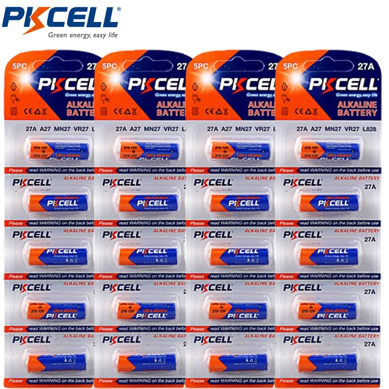 4Packs/20Pcs PKCEL Alkaline Battery 27A 12V A27 MN27 l828 Batteries for alarm doorbell head lamp electronic pen etc.
4Packs/20Pcs PKCEL Alkaline Battery 27A 12V A27 MN27 l828 Batteries for alarm doorbell head lamp electronic pen etc.