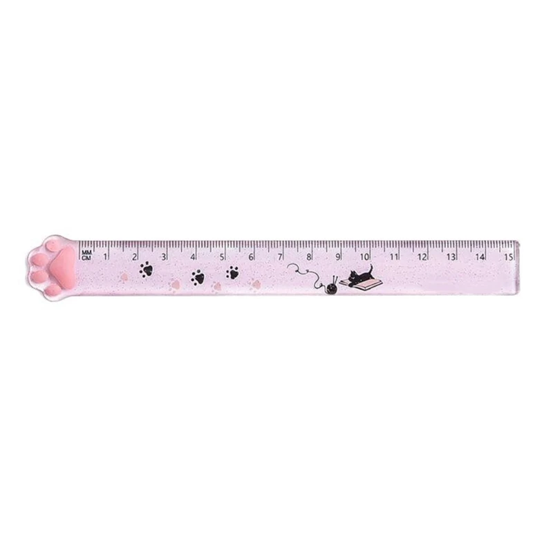 

2021 New Premium Cartoon Kitten Paw-shaped Straight Ruler 15cm Plastic Ruler Accurate Mathematics Ruler Lightweight Durable