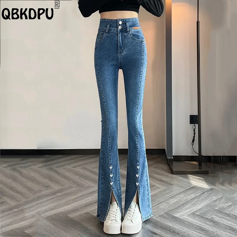 Fashion Split Flared Jeans Women High Waist Love Skinny Vaqueros 94-102cm Stretch Bell-Bottoms Pants Korean Chic Denim Trousers
Fashion Split Flared Jeans Women High Waist Love Skinny Vaqueros 94-102cm Stretch Bell-Bottoms Pants Korean Chic Denim Trousers
