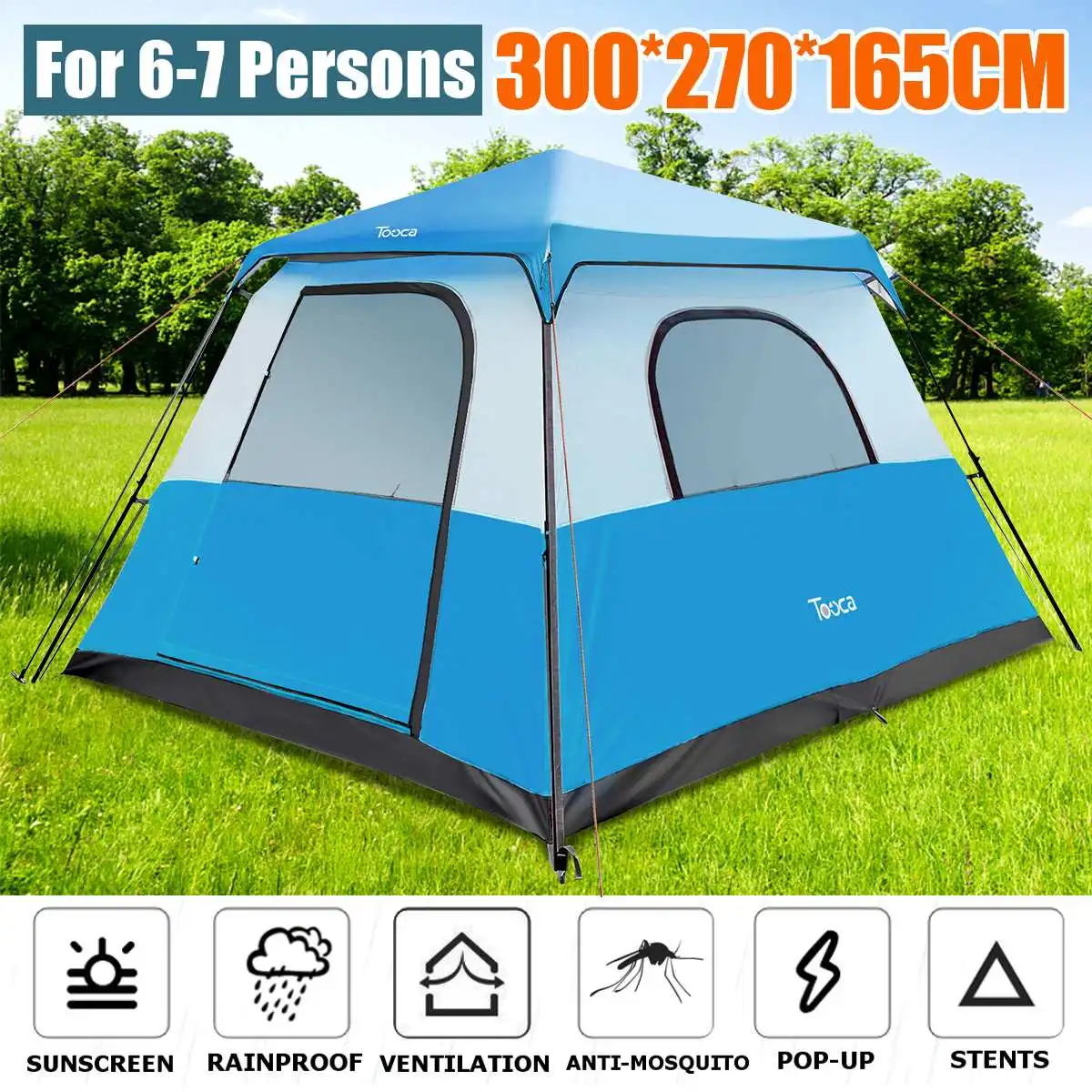 5-6 Person Camping Tents Automatic Tent Waterproof Family Camping Instant Cabin Tent for Camping Backpacking Tents with Windows
5-6 Person Camping Tents Automatic Tent Waterproof Family Camping Instant Cabin Tent for Camping Backpacking Tents with Windows