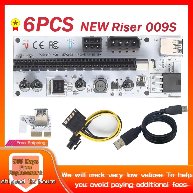 6pcs New VER009S USB 3.0 PCI-E Riser VER 009S Express 1X 4x 8x 16x Extender Riser Adapter Card SATA 15pin to 6 pin Power Cable
6pcs New VER009S USB 3.0 PCI-E Riser VER 009S Express 1X 4x 8x 16x Extender Riser Adapter Card SATA 15pin to 6 pin Power Cable