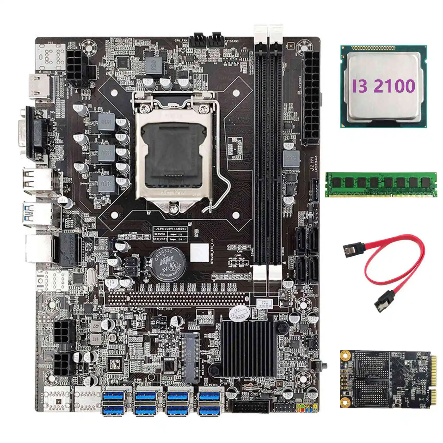 Материнская плата B75 USB BTC для майнинга + I3 2100 ЦП + DDR3 4 Гб 1600 МГц ОЗУ + 128G MSATA SSD + кабель SATA LGA1155 8xpcie к USB-плате
Материнская плата B75 USB BTC для майнинга + I3 2100 ЦП + DDR3 4 Гб 1600 МГц ОЗУ + 128G MSATA SSD + кабель SATA LGA1155 8xpcie к USB-плате
