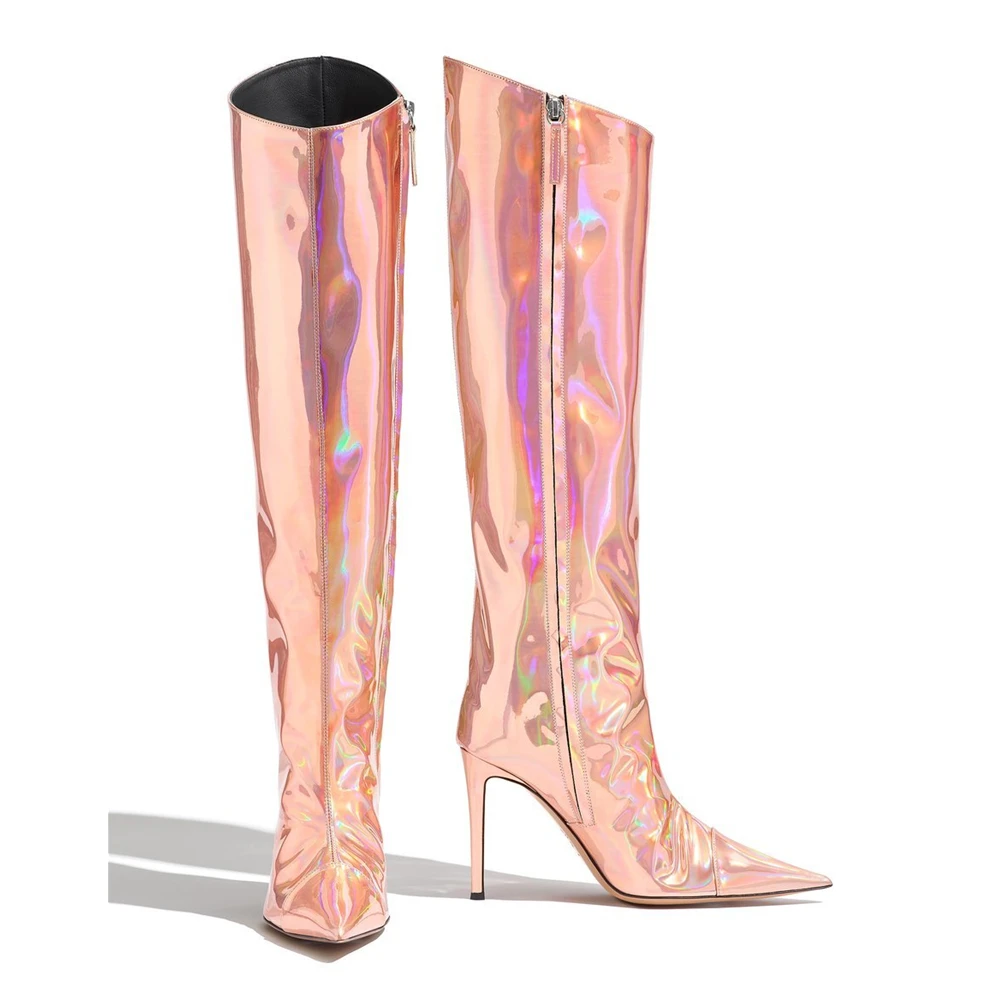 Ladies Candy Color Mirror Leather Metallic The Knee Women Long Boot High Heels Knee High Pointed Toe Zipper Boots Big Size 34-43
Ladies Candy Color Mirror Leather Metallic The Knee Women Long Boot High Heels Knee High Pointed Toe Zipper Boots Big Size 34-43
