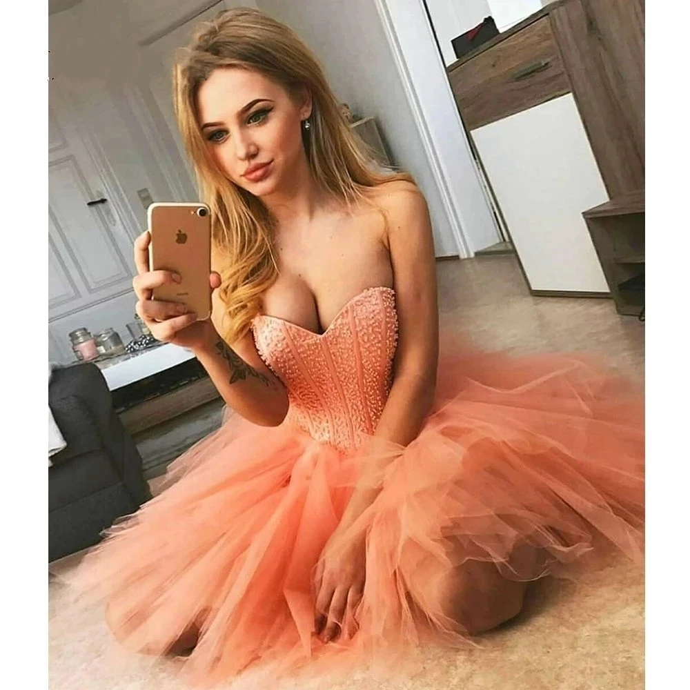 

ANGELSBRIDEP Sweetheart Short Homecoming Dresses Gala Gowns Fashion Beaded Junior Soiree Robe Graduation Formal Party Gowns