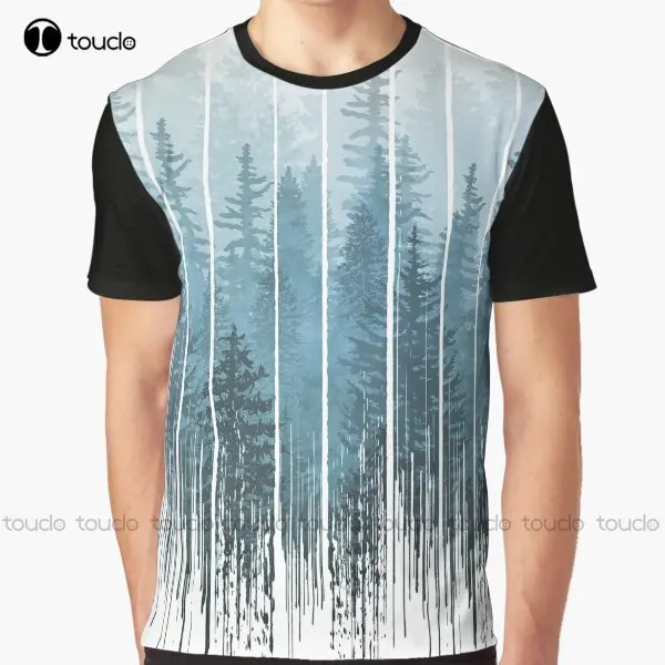 

Grunge Dripping Turquoise Misty Forest Graphic T-Shirt 80S Shirts For Women Digital Printing Tee Shirts Christmas Gift Xxs-5Xl