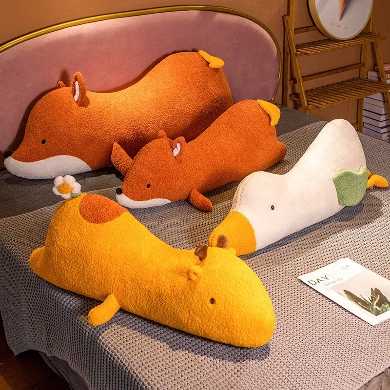 

90/120cm Cartoon Animal Kawaii Fox Goose Deer Duck Plush Toys Stuffed Soft Long Sleep Pillow Doll Cushion Kids Girls Gift
