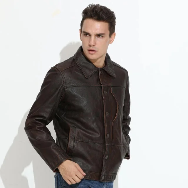 Free shipping.New style mens leather outwear,vintage brown casual cowhide Jacket,genuine Leather coat.homme quality cloth
Free shipping.New style mens leather outwear,vintage brown casual cowhide Jacket,genuine Leather coat.homme quality cloth