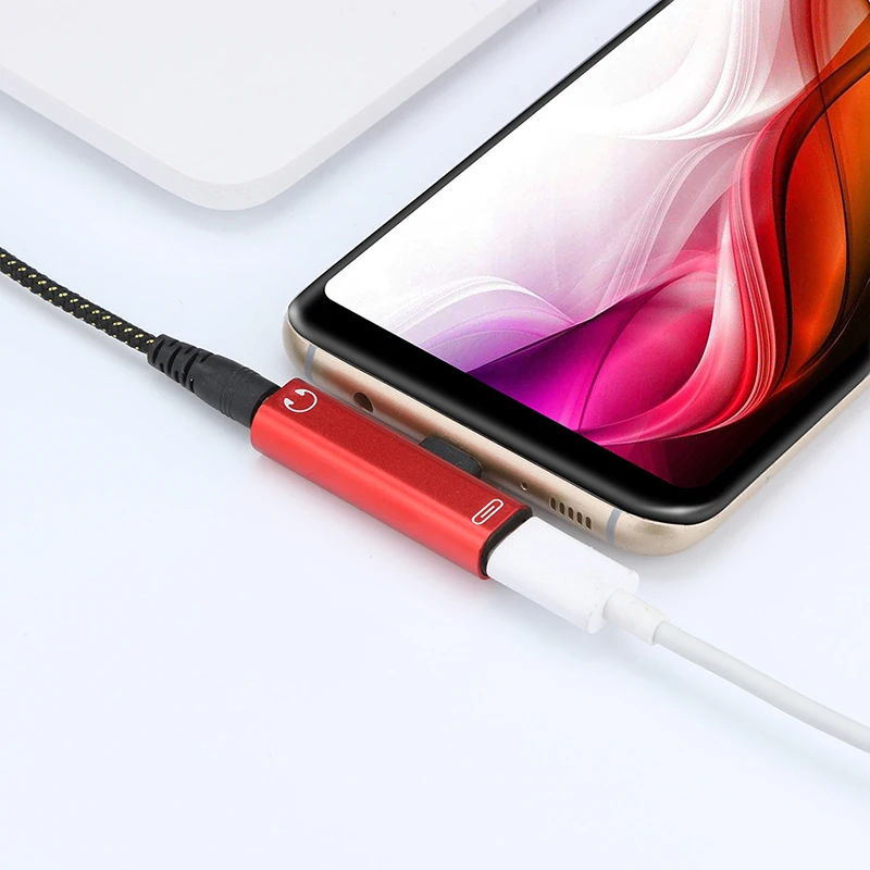 Переходник-разветвитель 2 в 1 с двумя разъемами usb-c и Aux 3 5 мм для наушников зарядки