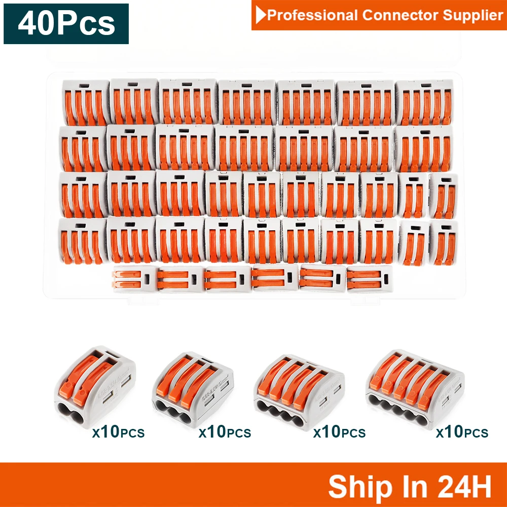 40Pcs 32A Quick Lever Nut 2 3 4 5 Pin Universal Compact Wire Conductor Electric Port Terminal Kit Block Home Splitter Connectors
40Pcs 32A Quick Lever Nut 2 3 4 5 Pin Universal Compact Wire Conductor Electric Port Terminal Kit Block Home Splitter Connectors
