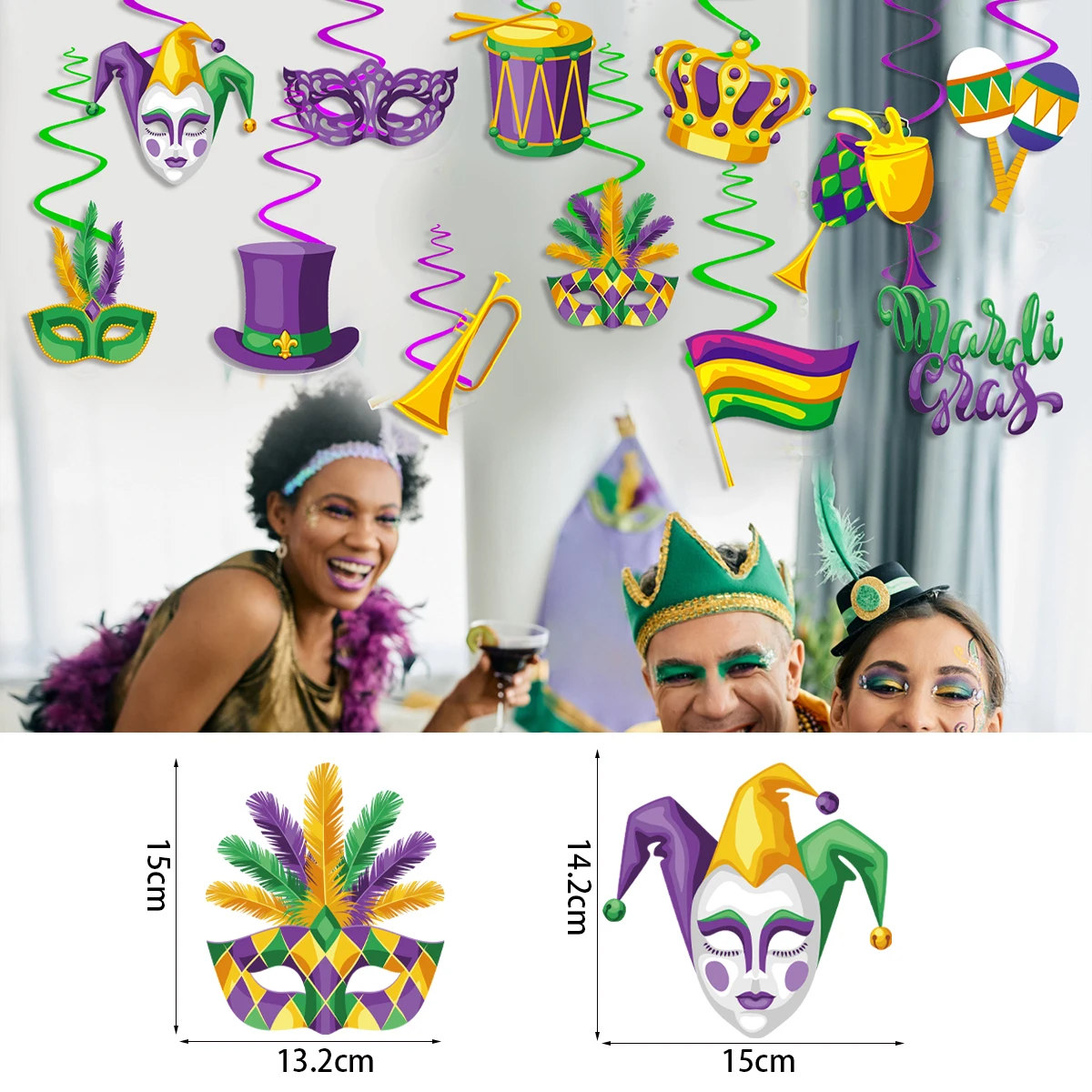 Mardi Gras Spiral Ornaments Hanging Decor Carnival Party Decorations DIY Paper Banner Festival Celebration Party Supplies 
Mardi Gras Spiral Ornaments Hanging Decor Carnival Party Decorations DIY Paper Banner Festival Celebration Party Supplies