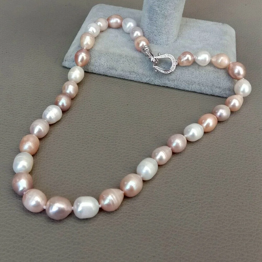 Natural 9-10mm White Pink Purple Freshwater Cultured Rice Pearl Necklace 16-25"
Natural 9-10mm White Pink Purple Freshwater Cultured Rice Pearl Necklace 16-25"