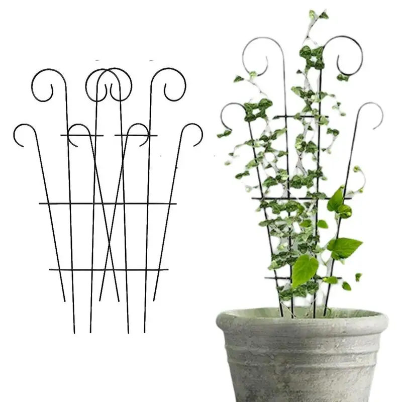 

Trellis For Potted Plants 2PCS Black Coated Wave Pot Trellis Patio Plant Support Plant Stakes For Climbing Plants For Rose