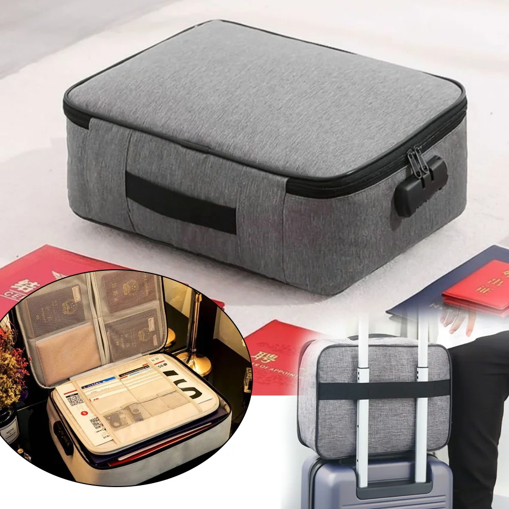 

Card Lock Lockable Storage Large Passport Credit Men Files Ticket Certificates Bags Organizer Document Password Bag Women Folder