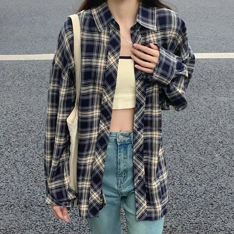 Rimocy Korean Lazy Style Plaid Shirt Women Retro Loose Long Sleeve Shirts Woman 2023 Bf Harajuku Single-Breasted Blouses Female
Rimocy Korean Lazy Style Plaid Shirt Women Retro Loose Long Sleeve Shirts Woman 2023 Bf Harajuku Single-Breasted Blouses Female