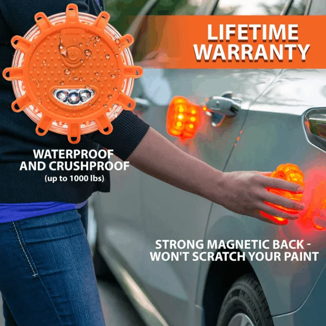 

Magnetic Emergency Roadside Safety Light IP44 Road Flares Rescue Orange LED Strobe Warning Light Flashlights Car Beacon Lamps