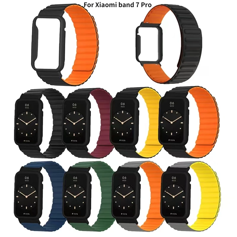Магнитный силиконовый ремешок для Xiaomi Mi Band 7 Pro, сменный Браслет с металлическим корпусом для Miband 7 pro
Магнитный силиконовый ремешок для Xiaomi Mi Band 7 Pro, сменный Браслет с металлическим корпусом для Miband 7 pro