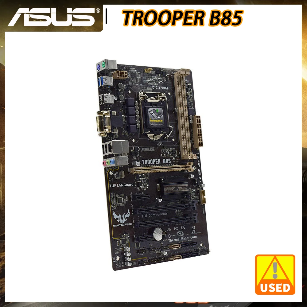 ASUS TROOPER B85 Motherboard 1150 Motherboard DDR3 Intel B85 16GB PCI-E X16 Support Kit Xeon Core i3 i5 i7 Cpus VGA SATA3 ATX
ASUS TROOPER B85 Motherboard 1150 Motherboard DDR3 Intel B85 16GB PCI-E X16 Support Kit Xeon Core i3 i5 i7 Cpus VGA SATA3 ATX